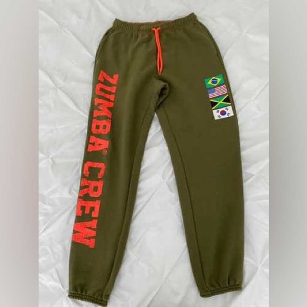 Zumba Fitness Olive Joggers with Orange Stitching
